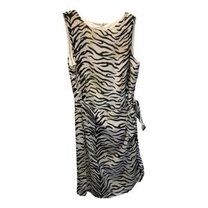 David Warren, Zebra Print Wrap Dress, Black Cream, 12